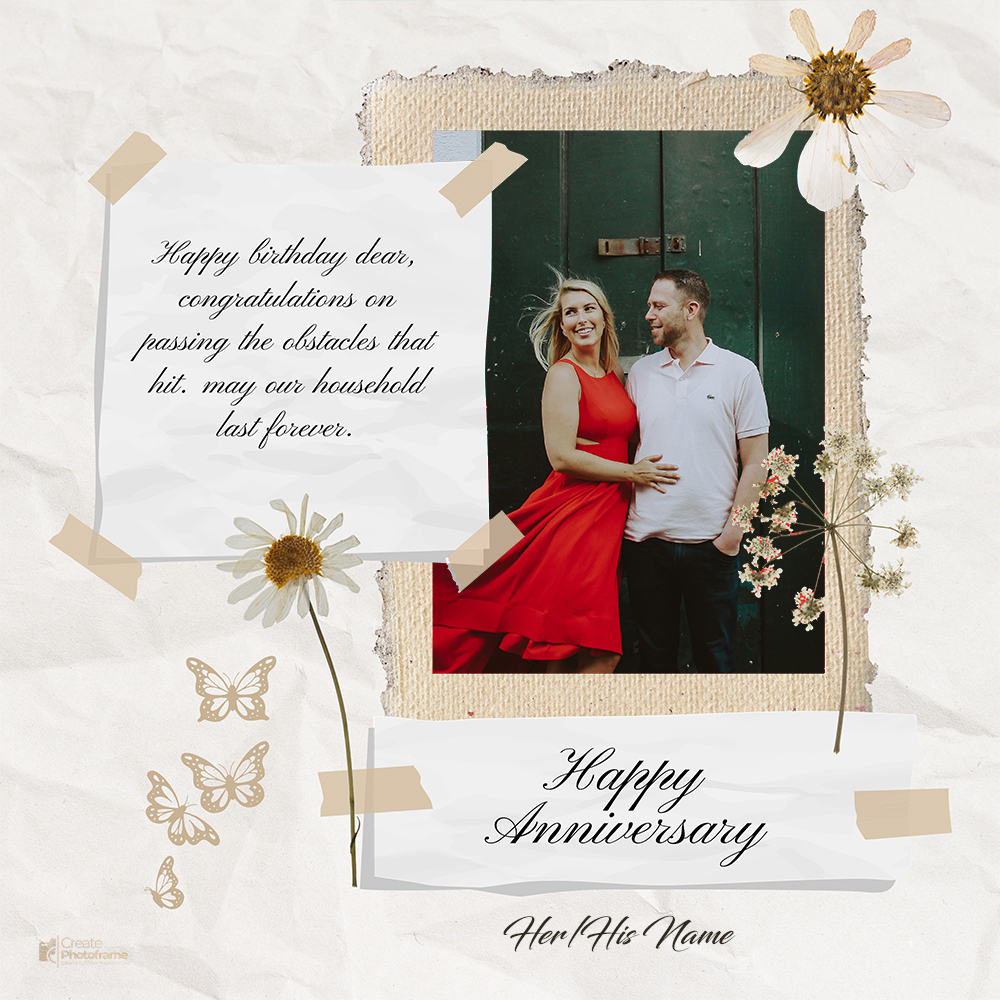 Wedding Anniversary Wishes For Couples Name With Photo Frame