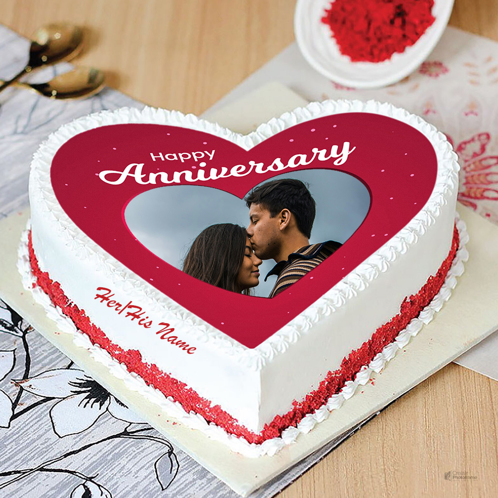 Marriage Anniversary Cake With Photo And Couple Name Edit