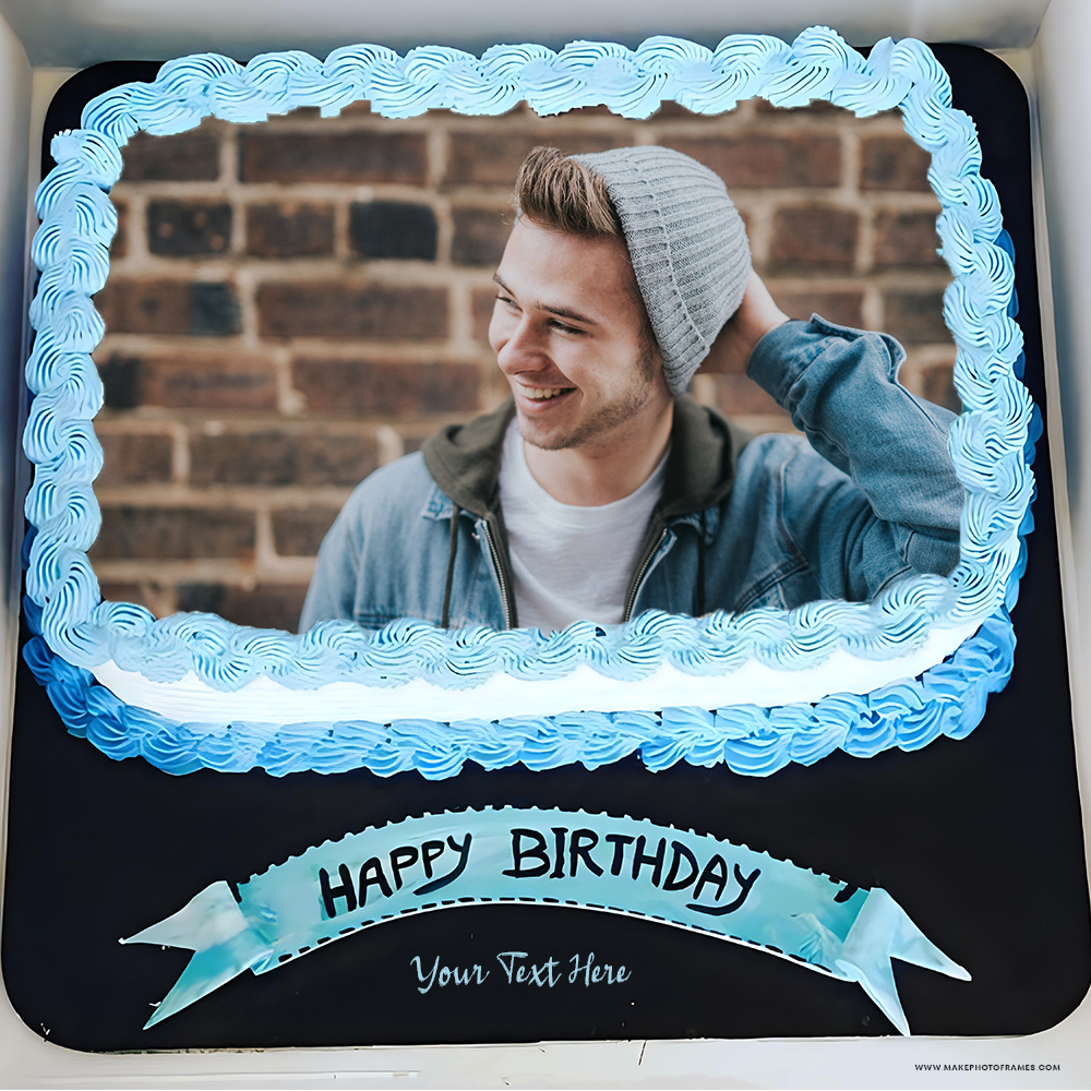 Birthday Cake With Photo And Custom Name To Edit