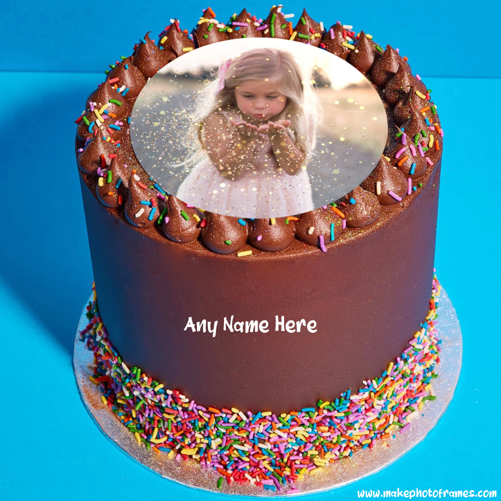 Happy Birthday Chocolate Cake With Custom Name And Photo Edit