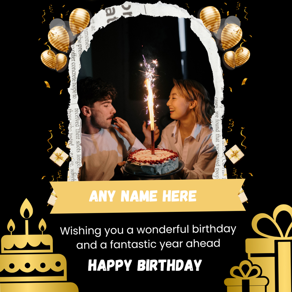 Happy Birthday Card With Custom Name And Photo