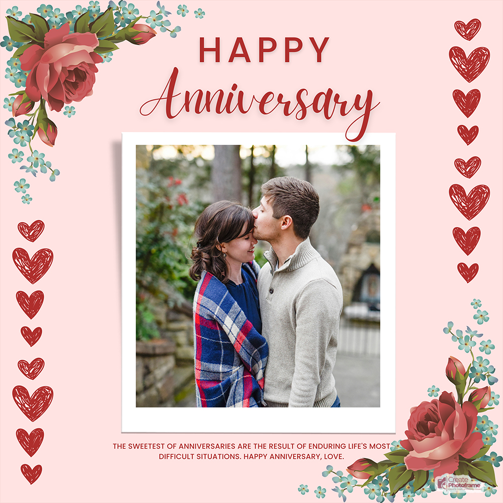 Happy Anniversary Marriage With Picture Frame And Custom Name Edit