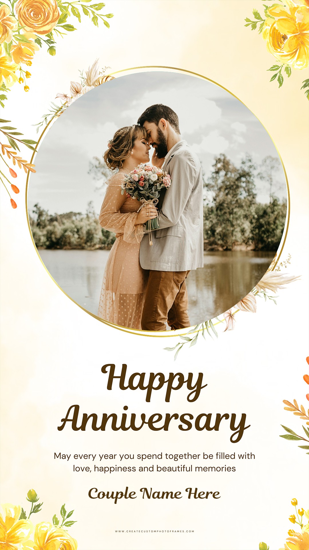 Happy Anniversary Frame With Photo And Name Edit